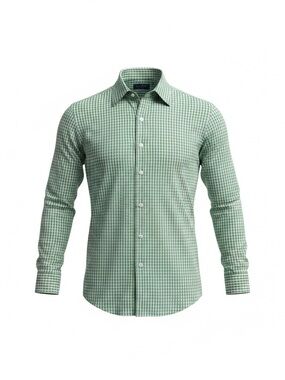 Nordstrom Smartcare Trim Fit Dress Shirt Green White Gingham